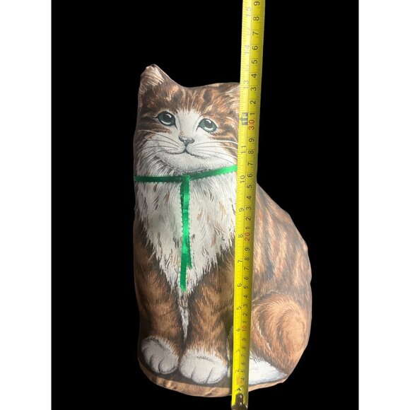 Vintage Handmade Sewn Brown Taby Cat Shaper Pillow 13” Life Like Animal Pillows - Picture 3 of 8